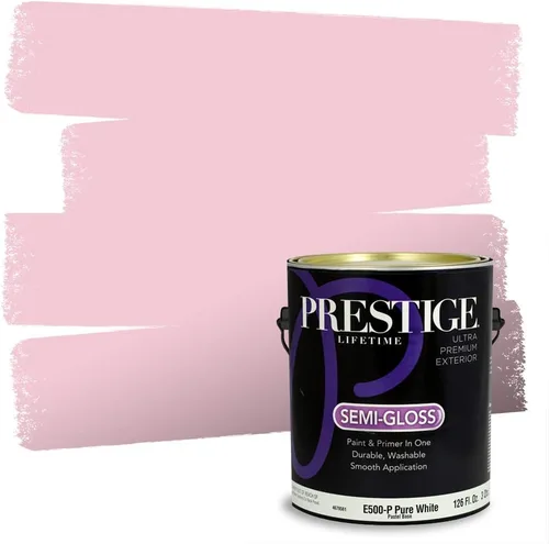 Miniatura 5 de Prestige Paints E100-T-SW6591 Pintura exterior e imprimación en uno, 1 galón, plano, combinación comparable de Sherwin Williams Amaryllis, 1 galón