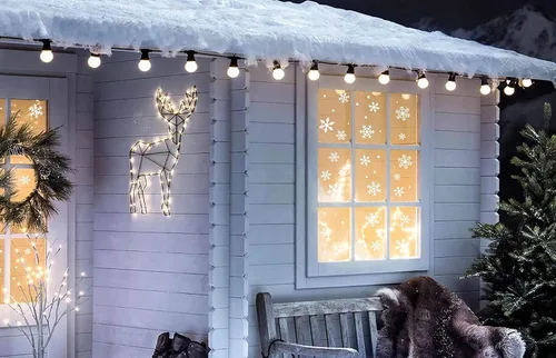 Miniatura 6 de Q-BABY 200 calcomanías estáticas de copos de nieve para decoración de ventanas de Navidad, 200
