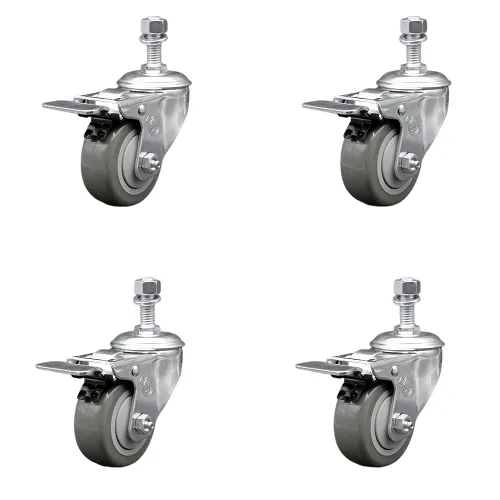 Miniatura 11 de Rueda giratoria de poliuretano con vástago roscado con rueda gris de 3 x 1.25 pulgadas y vástago de 1/2 pulgada - Capacidad de 300 libras/ruedas