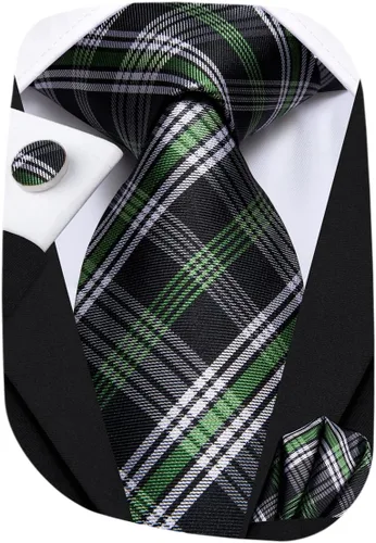 Miniatura 35 de Hi-Tie Corbatas de seda para hombre, diseño de cachemira a rayas, con bolsillo, gemelos cuadrados, conjunto formal de negocios