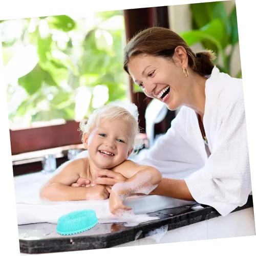 Miniatura 5 de KOMBIUDA 2 cepillos de baño de silicona suave exfoliante para el cuero cabelludo para niños y niñas y adultos, diseño suave de doble cara para un