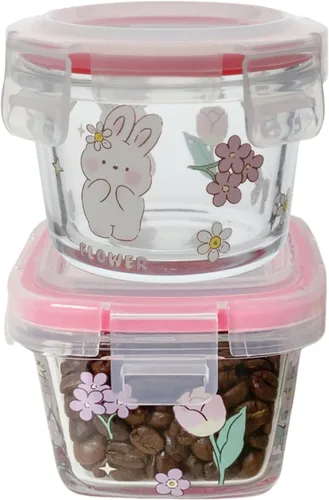 Miniatura 9 de Ivymei Paquete de 2 mini recipientes de vidrio con tapas, pequeños contadores de almacenamiento de alimentos de tulipán para porciones de alimentos