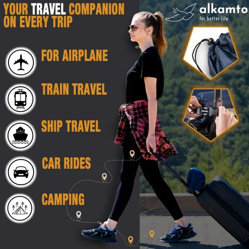Miniatura 6 de alkamto Almohada de espuma viscoelástica cómoda para viajes y campamentos, bolsa portátil fácil de transportar, funda de almohada con regulación