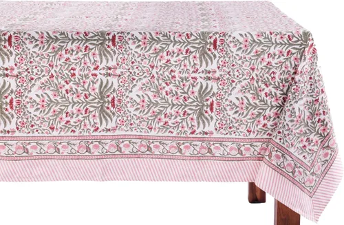 Miniatura 12 de ATOSII Mantel 100% algodón, Amara, floral, hecho a mano, rectangular, de lino, para cocina, comedor, fiestas, bodas, exteriores, picnics, Pascua