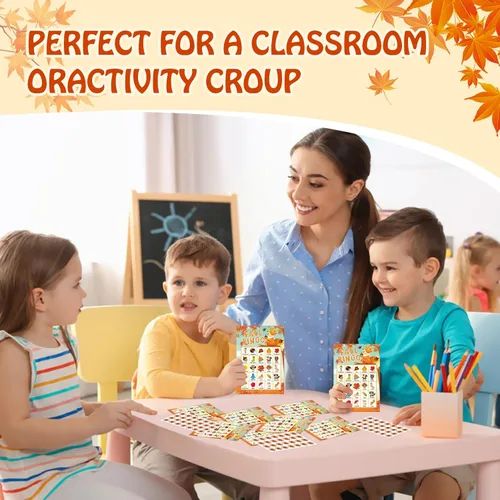 Miniatura 3 de SICOHOME Tarjetas de bingo de otoño para niños, 26 jugadores, juego de bingo de Acción de Gracias para niños y adultos, otoño, Halloween, Acción