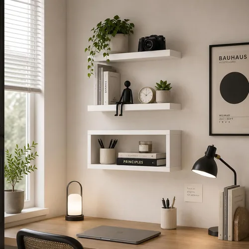 Miniatura 5 de RANK Estantes de baño sobre el inodoro, estantes flotantes montados en la pared, almacenamiento de papel higiénico, estante pequeño de decoración