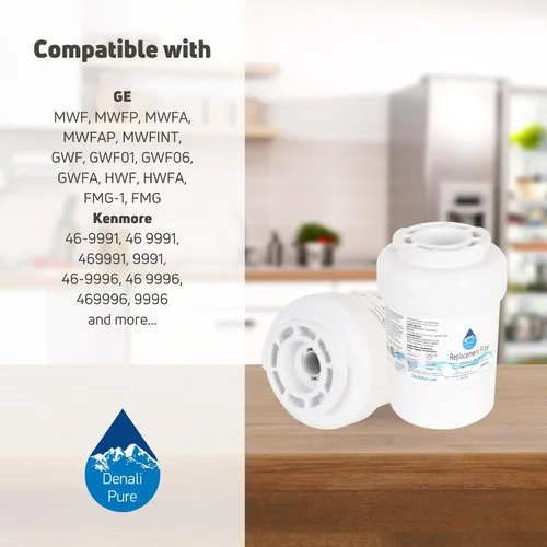 Miniatura 8 de Denali Pure Paquete de 2 filtros de agua de repuesto para refrigerador Hotpoint HSS25GFPJWW, compatible con Hotpoint MWF, cartucho de filtro de agua