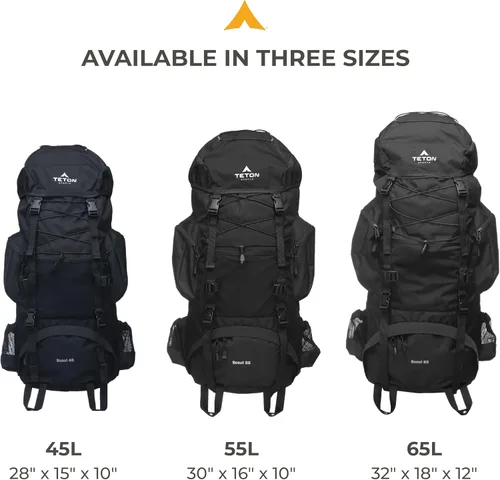 Miniatura 6 de Teton - Mochila con marco interno Scout de 55L para senderismo, camping, mochilero, viajes, cubierta de lluvia incluida, Huckleberry Arándano