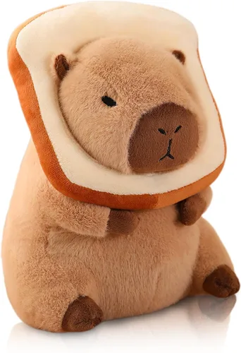 Capybara - Animal de peluche con mochila de tortuga para niños y adultos, cumpleaños, regalo de San Valentín (pan)