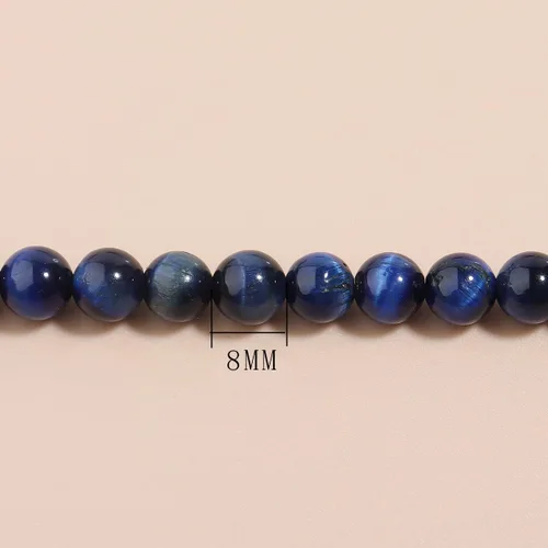Miniatura 3 de Cuentas redondas sueltas de tigre de lapislázuli natural de 0.315 pulgadas (0.315 in), piedra curativa para hacer joyas, manualidades, pulseras