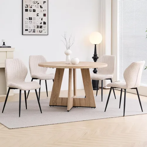 Juego de mesa de comedor redonda de 47 pulgadas para 4 con sillas, mesa de cocina y sillas, juego de sillas modernas de mediados de siglo con patas