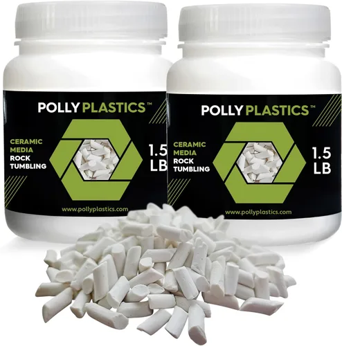 Polly Plastics Medios de relleno de cerámica para pulir rocas (tamaño cilindro pequeño) Pellets de cerámica no abrasivos para todo tipo de pulidores
