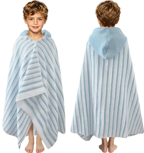 Miniatura 38 de VOOVA & MOVAS Poncho de Toalla de Baño Gruesa con Capucha para Niños (4-8 Años) - Bata de Toalla de Natación de Algodón Turco Suave y Absorbente