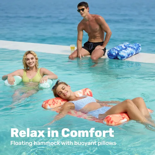 Miniatura 3 de Sloosh Paquete de 3 flotadores inflables 4 en 1 para piscina, hamacas de agua, accesorios multiusos para piscina