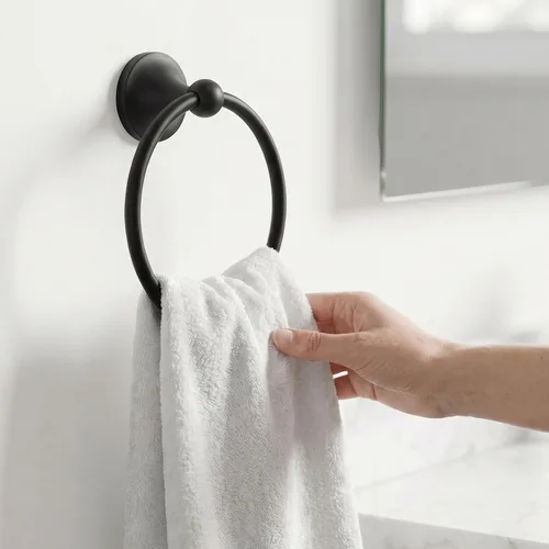 Miniatura 8 de Juego de toallas de baño de 24 pulgadas para montar en la pared, juego de 4 piezas de acero inoxidable duradero con toallero, anillo para toallas