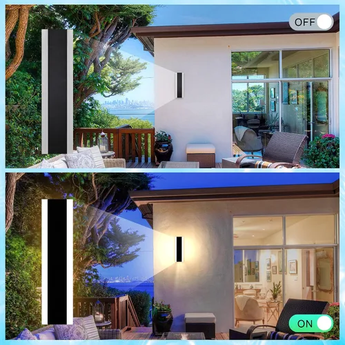 Miniatura 4 de Lámparas de Pared Exteriores Modernas Aplique de Pared LED Largo Negro Lámpara Exterior IP65 Impermeable 10W 3000K Luces de Pared Rectangulares