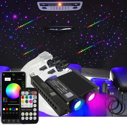Miniatura 10 de AKEPO - Luces de fibra óptica de doble cabezal de 32 W de tamaño pequeño, 1100 piezas de fibras ópticas de 0.03 pulgadas en 13.1 pies+RGBW de fibra