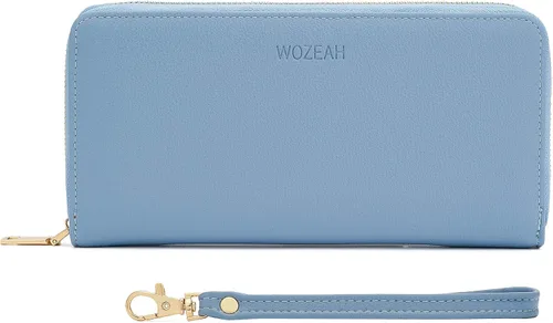 Miniatura 6 de WOZEAH - Cartera de piel sintética con cremallera y bloqueo RFID para mujer, ideal para viajar
