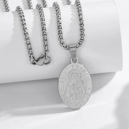 Miniatura 3 de Collar de San Miguel, San MiguelVirgen MaríaRafaelJudeCristóbalBenedictoJoséPatrickFranciscoFlorianThomasAnthony, acero inoxidable, 24