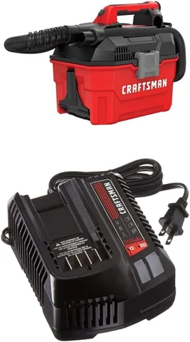 Craftsman V20 Aspiradora de tienda inalámbrica, 2 galones, húmeda/seca con cargador rápido, batería se vende por separado (CMCV002B y CMCB104)