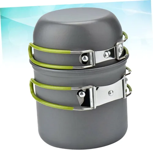 Miniatura 3 de SHOWERORO Aleación de aluminio portátil al aire libre vajilla camping senderismo supervivencia estufa utensilios de cocina antiadherente olla olla