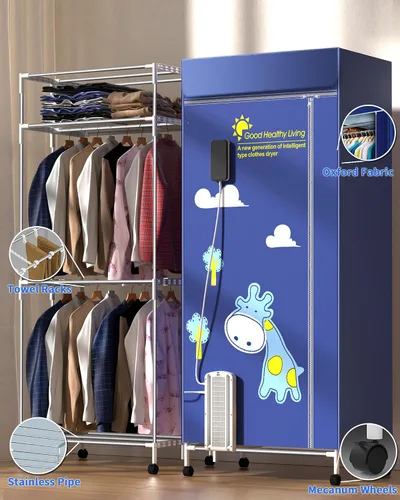 Miniatura 3 de Secadora de Ropa Portátil, Secadora de Ropa de 110V -1600W, Perchero de Ropa Plegable de 67 Pulgadas -3 Niveles, Secadora Portátil de Ahorro
