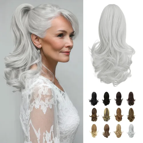 Miniatura 34 de Sofeiyan Extensión de cola de caballo de 11 pulgadas con clip de garra, extensiones de cabello con cola de caballo, cola de caballo larga y rizada