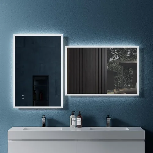 Miniatura 2 de 36" W x 24" H Modern Wall Mounted LED Backlit Anti-Fog Rectangular Bathroom Mirror with Temperature Adjustable and Memory Function Touch Switch