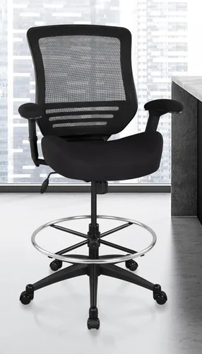 Miniatura 6 de BOLISS Silla de redacción ergonómica de malla de 400 libras, anillo de pie ajustable grande, reposabrazos ajustable en altura (negro)