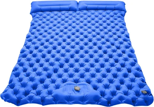 Miniatura 10 de Ergocar Colchoneta de dormir para camping, almohadilla inflable gruesa con almohada, bomba integrada, colchón inflable ligero para acampar con tela