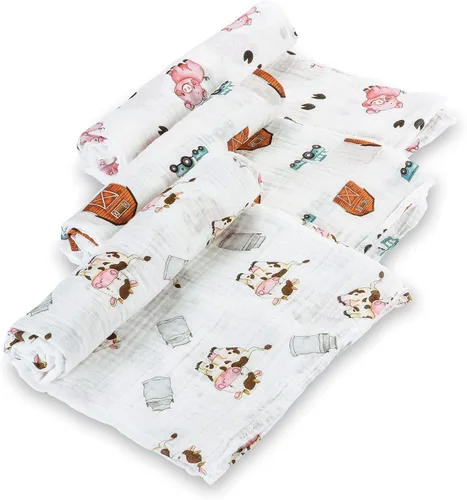 Miniatura 13 de LollyBanks Manta para envolver al bebé, manta de muselina 100% algodón para niños y niñas, grande de 47 x 47 pulgadas, mantas suaves y transpirables