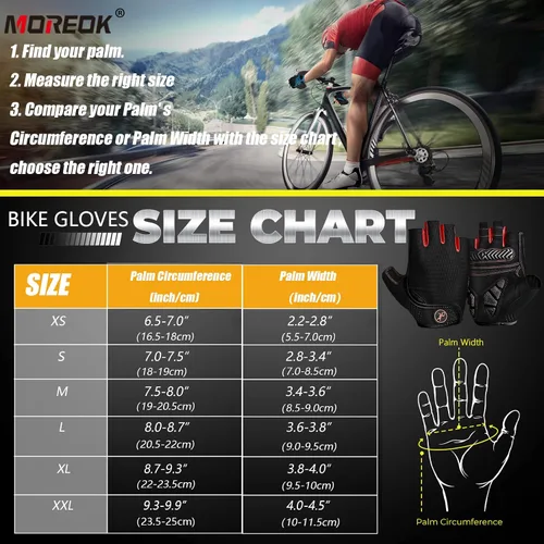 Miniatura 6 de MOREOK Guantes de ciclismo para hombresmujeres-almohadilla de gel de 0.197 in Guantes de ciclismo de medio dedo para ciclismo, levantamiento