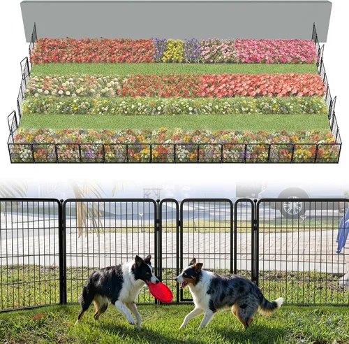 Miniatura 25 de FXW Valla de jardín al aire libre para el patio, 17 pulgadas de alto x 29.3 pies de largo, barrera de metal resistente para animales, para perros