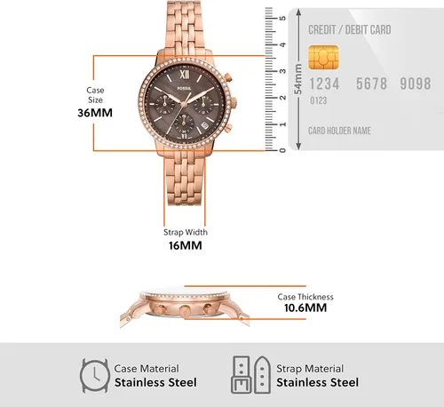 Miniatura 5 de Fossil Neutra - Reloj cronógrafo de cuarzo de acero inoxidable para mujer