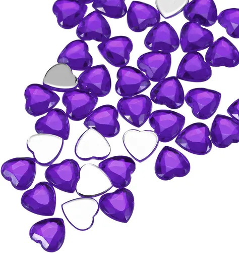 Miniatura 44 de MECCANIXITY 60 calcomanías acrílicas de diamantes de imitación de corazón de 0.315 in con parte trasera plana, gemas de plástico para manualidades