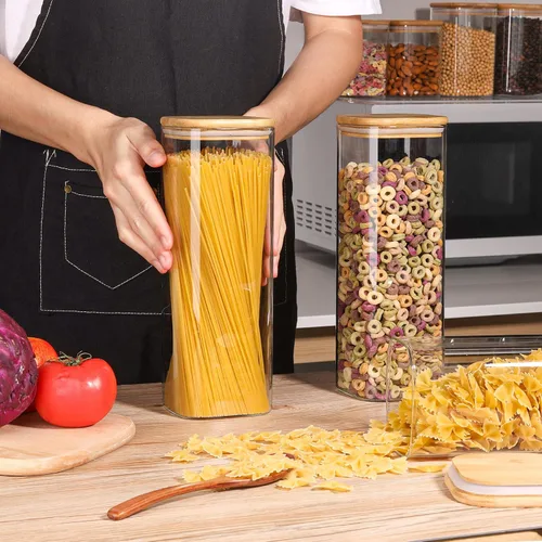 Miniatura 2 de ComSaf Recipientes de almacenamiento de vidrio para pasta de espaguetis con tapa (71 onzas), tarro de almacenamiento de alimentos hermético