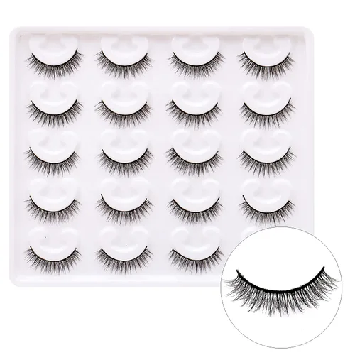 Miniatura 9 de Pestañas cortas de aspecto natural 6D, pestañas de visón finas, 10 pares, 100% hechas a mano, pestañas postizas reutilizables