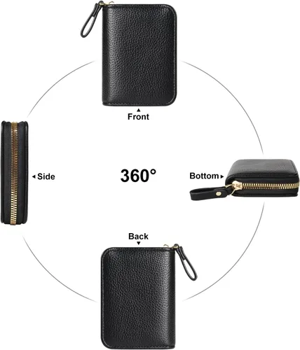 Miniatura 6 de Tarjetero RFID para tarjetas de crédito, cartera pequeña con cremallera de acordeón, estuche organizador de tarjetas para mujeres y hombres