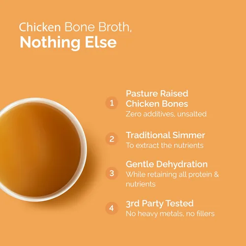 Miniatura 6 de BLUEBIRD PROVISIONS Polvo de caldo de hueso de pollo - Polvo de proteína sabrosa baja en sodio - Polvo de proteína de carnívoro con 0.42 oz
