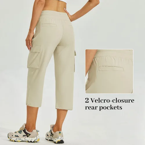 Miniatura 2 de Willit Pantalones de golf tipo cargo para mujer, con bolsillos, de secado rápido, ligeros, casuales para exteriores