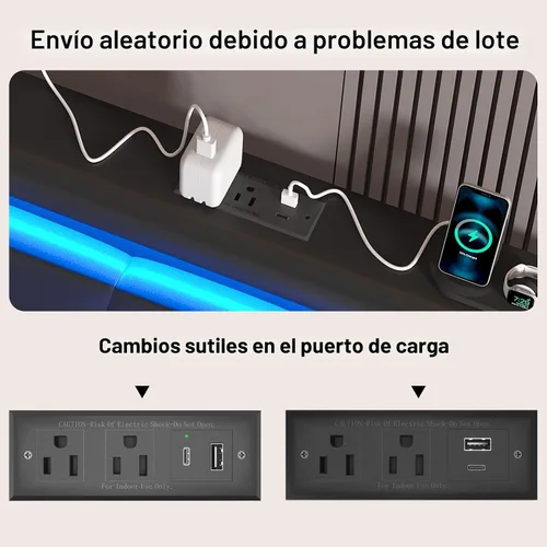 Miniatura 10 de LoVinson Base de cama tamaño completo con 4 cajones de almacenamiento, camas de plataforma de metal con cabecera ajustable, estación de carga Negro
