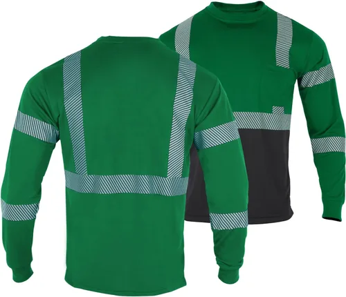 Miniatura 2 de FONIRRA Paquete de 2 camisetas de seguridad de alta visibilidad para hombre, reflectantes, clase 2, ANSI Hi Vis, camisa de trabajo de manga larga