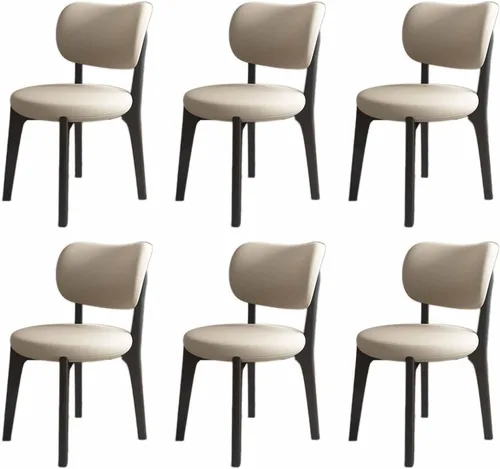 Miniatura 20 de Juego de sillas de comedor de madera modernas con respaldo curvado, sillas de cocina tapizadas con marco de madera, sillas laterales sin brazos