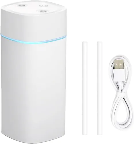 Mini humidificadores portátiles JORMEY - Humidificador silencioso de niebla fría con anillo LED suave, humidificador de escritorio de 21.1 fl oz,