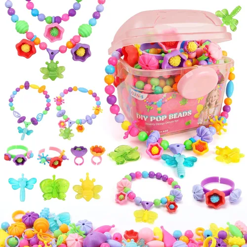 Miniatura 8 de GILI Pop Beads - Kit de fabricación de joyas para niñas de 3, 4, 5, 6, 7, 8 años, juguetes de artes y manualidades para niños de 4 a 8 años, collar