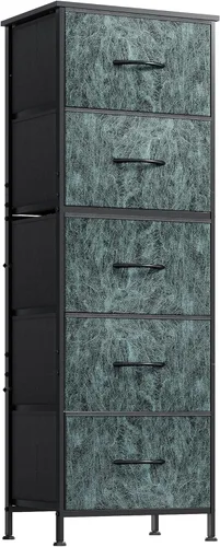 Miniatura 18 de WLIVE Cómoda de tela, cómodas altas de 5 cajones para dormitorio, organizador de cómoda de almacenamiento con cajones de tela, parte superior