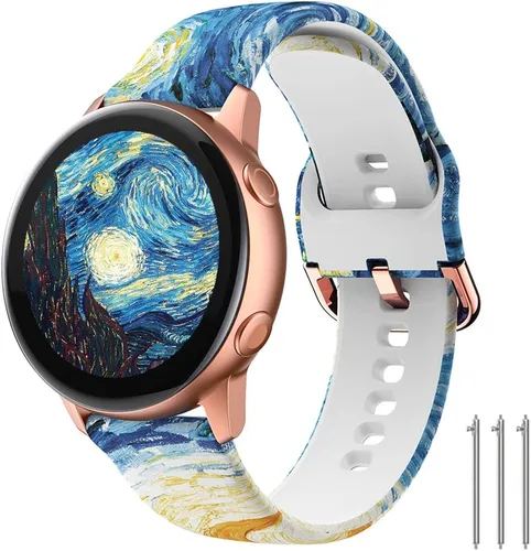Miniatura 7 de Correas florales compatibles con Samsung Active 2, Watch Band de 1.575 pulgadas/1.732 pulgadas, Active Watch Band 1.575 pulgadas, correa de silicona