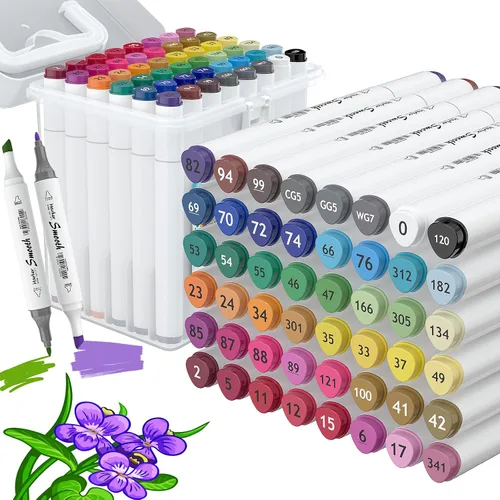 Marcadores de alcohol de 48 colores, marcadores artísticos de doble punta con punta fina y puntas de cincel para colorear, ilustraciones, dibujos,