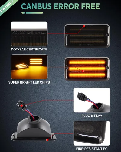 Miniatura 6 de Luces direccionales delanteras ámbar para Jeep Wrangler TJ 1997 1998 1999 2000 2001 2002 2003 2004 2005 2006, DRL luces de estacionamiento