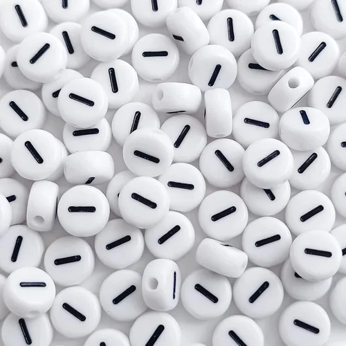 Miniatura 30 de 100 cuentas de letras acrílicas del alfabeto para hacer joyas, cuentas redondas blancas de la letra R para hacer pulseras, collares, llaveros, 0Flat